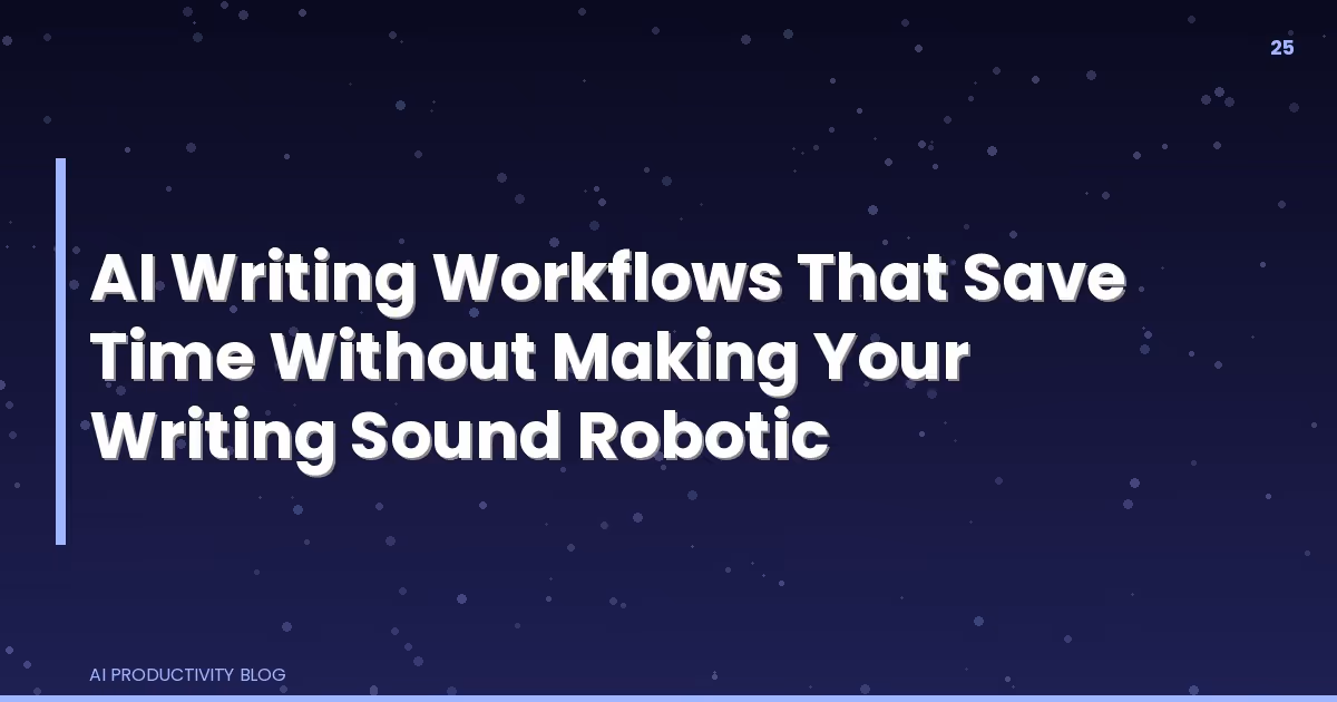 Blog cover for AI Writing Workflows That Save Time Without Making Your Writing Sound Robotic